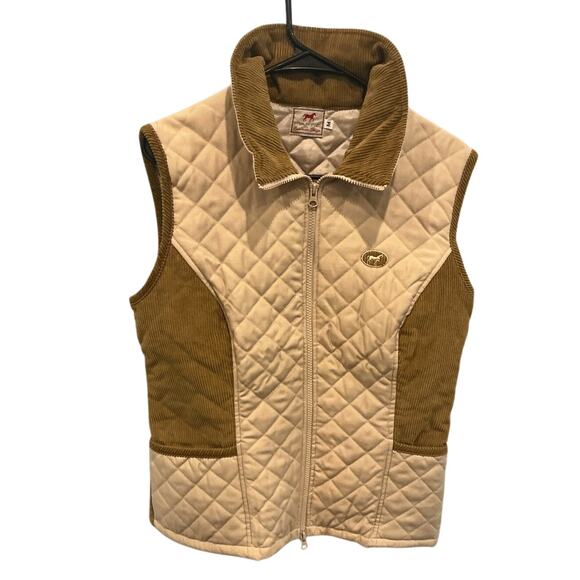 Piaffe Equestrian Quilted Vest Corduroy Collar English Countryside Riding Size M - Picture 1 of 10